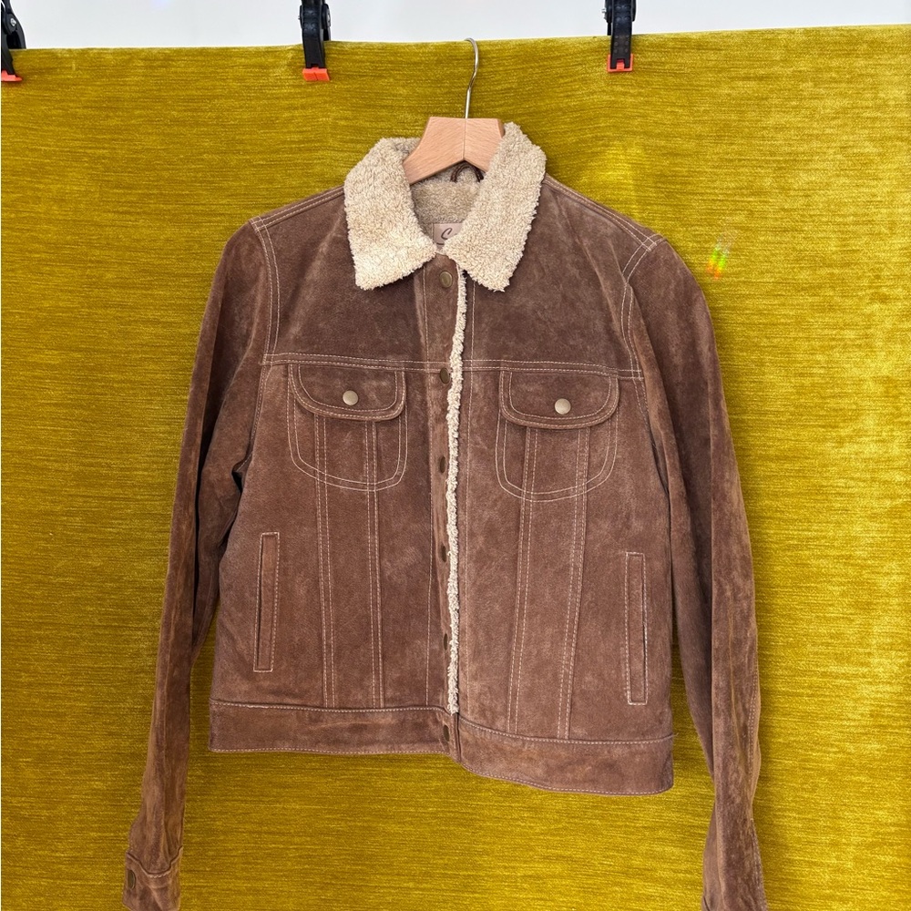 Scully Brown Teddy Jacket with Cream Collar